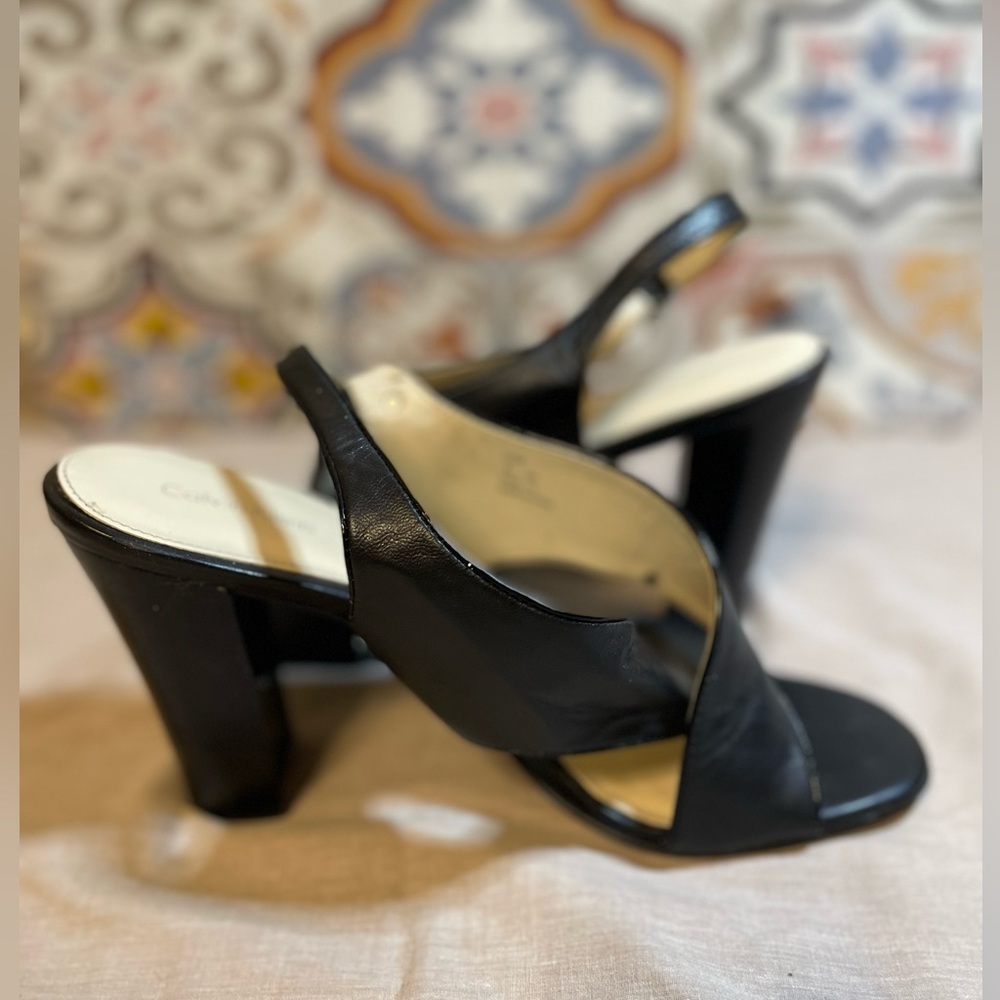 Calvin Klein Jill Sandal w/4" block heel in black, size 10